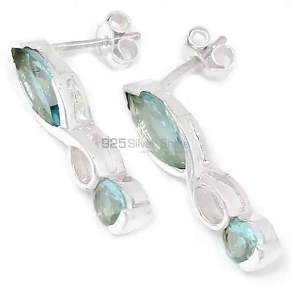 Unique 925 Sterling Silver Handmade earrings Suppliers In Blue Topaz Gemstone Jewelry 925SE448