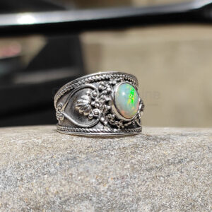 Natural Ethiopian Opal gemstone sterling silver rings SSR80