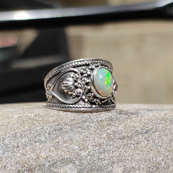 Natural Ethiopian Opal gemstone sterling silver rings SSR80