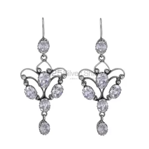 White Topaz Gemstone earring In 925 Solid Silver Jewelry 925SE04