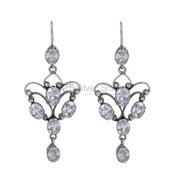 White Topaz Gemstone earring In 925 Solid Silver Jewelry 925SE04