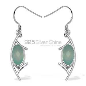 Wholesale 925 Sterling Silver earrings In Genuine Chalcedony Gemstone 925SE793