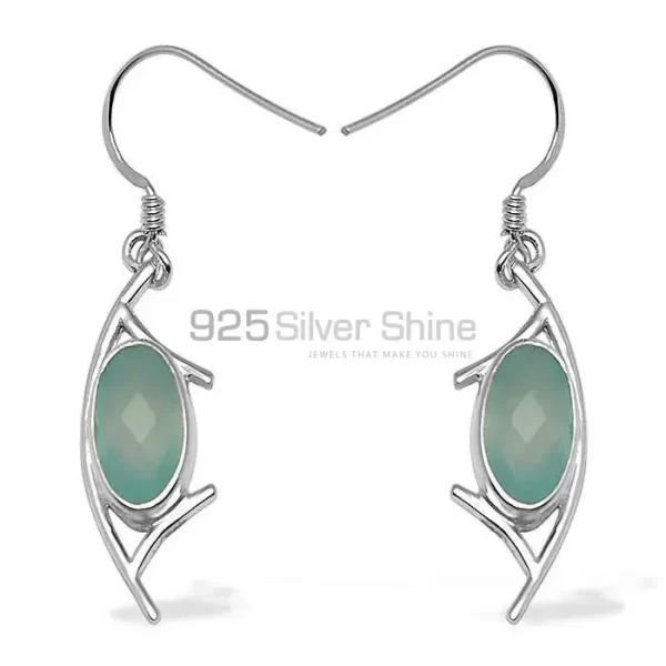 Wholesale 925 Sterling Silver earrings In Genuine Chalcedony Gemstone 925SE793