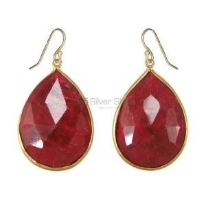 Wholesale 925 Sterling Silver earrings In Genuine Dyed Ruby Gemstone 925SE1933