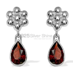 Wholesale 925 Sterling Silver earrings In Genuine Garnet Gemstone 925SE1030