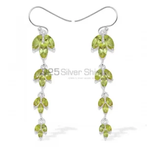 Wholesale 925 Sterling Silver earrings In Genuine Peridot Gemstone 925SE951