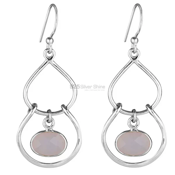 Wholesale 925 Sterling Silver earrings In Genuine Rose Quartz Gemstone 925SE1854