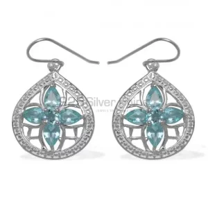 Wholesale 925 Sterling Silver earrings In Natural Blue Topaz Gemstone 925SE949