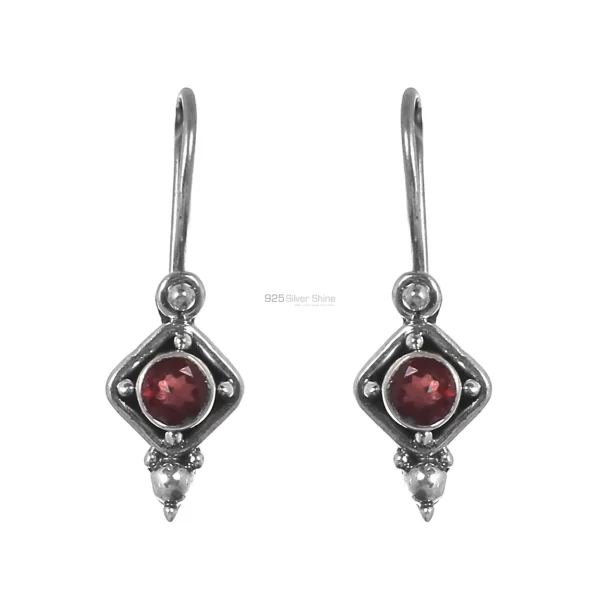Wholesale 925 Sterling Silver earrings In Natural Garnet Gemstone 925SE238