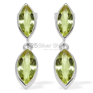Wholesale 925 Sterling Silver earrings In Natural Lemon Quartz Gemstone 925SE1107