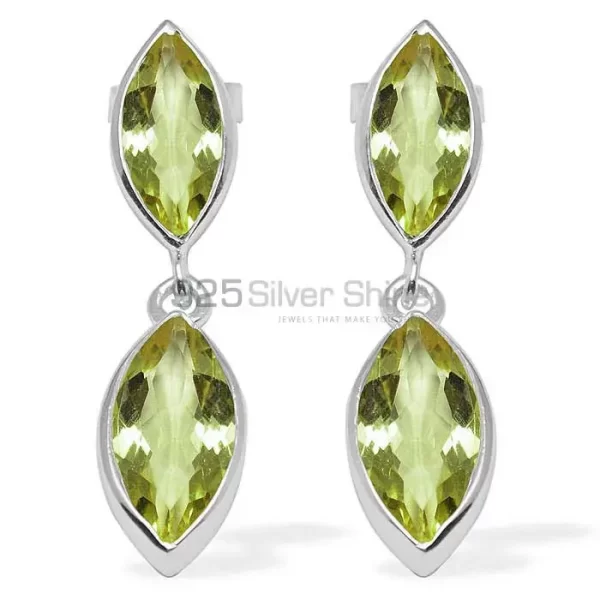 Wholesale 925 Sterling Silver earrings In Natural Lemon Quartz Gemstone 925SE1107