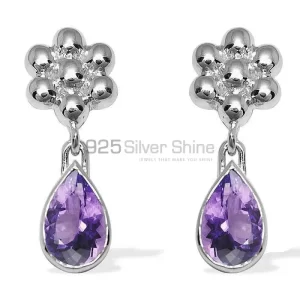 Wholesale 925 Sterling Silver earrings In Semi Precious Amethyst Gemstone 925SE1029