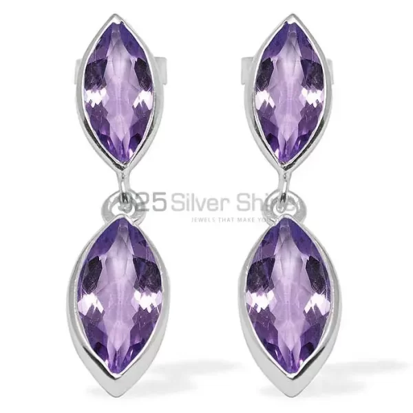 Wholesale 925 Sterling Silver earrings In Semi Precious Amethyst Gemstone 925SE1108