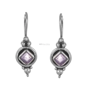 Wholesale 925 Sterling Silver earrings In Semi Precious Amethyst Gemstone 925SE239