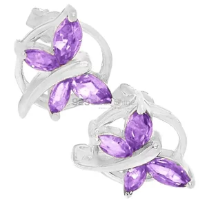 Wholesale 925 Sterling Silver earrings In Semi Precious Amethyst Gemstone 925SE634