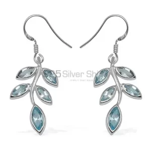 Wholesale 925 Sterling Silver earrings In Semi Precious Blue Topaz Gemstone 925SE713