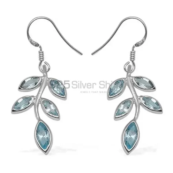 Wholesale 925 Sterling Silver earrings In Semi Precious Blue Topaz Gemstone 925SE713