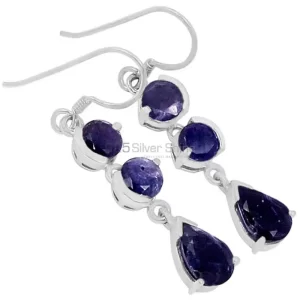 Wholesale 925 Sterling Silver earrings In Semi Precious Iolite Gemstone 925SE476