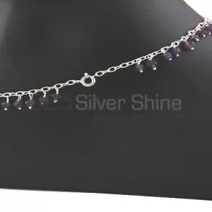 Wholesale Amethyst Beads Anklet In 925 Sterling Silver
