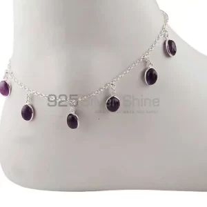 Wholesale Amethyst Gemstone Anklet In 925 Silver Jewelry
