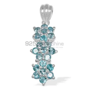 Wholesale Fine Sterling Silver Pendants In Blue Topaz Gemstone Jewelry 925SP1483