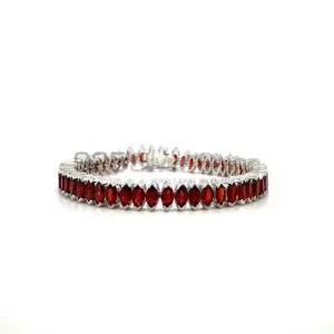 Wholesale Garnet Gemstone Handmade Tennis Bracelets In 925 Sterling Silver Jewelry 925SB180