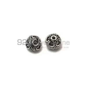 Wholesale Handmade 925 Sterling silver 8.4x8.8mm Round Fine Beads. Sold Per Package of 10-925SBF102