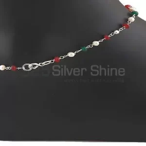 Wholesale Multi Gemstone Anklet In 925 Solid Silver Jewelry