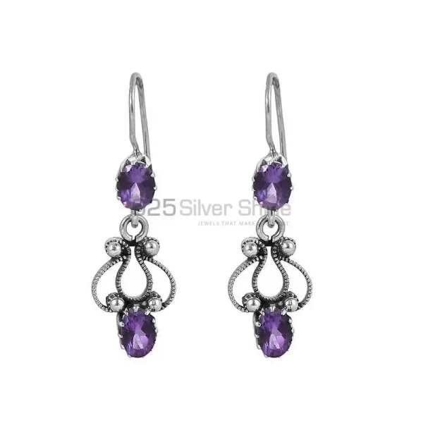 Wholesale Natural Amethyst Gemstone earring In Sterling Silver Jewelry 925SE03