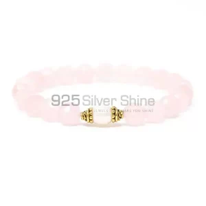 Wholesale Rose Quartz Gemstone Beaded Bracelets 925BB319
