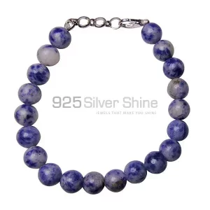Wholesale Semi Precious Sodalite Gemstone Beads Bracelets 925BB220