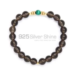 Wholesale Smoky Quartz Gemstone Beads Bracelets 925BB329