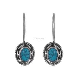 Wholesale Sterling Silver earring In Natural Turquoise Gemstone Jewelry 925SE195