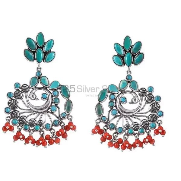 Wholesale Turquoise Gemstone Peacock earring In Sterling Silver Jewelry 925SE12